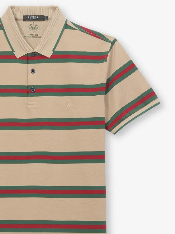 PSOULZ cream stripe cotton t-shirt