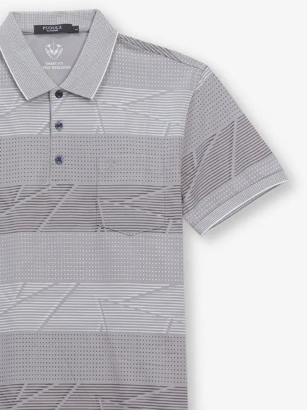 PSOULZ grey casual printed cotton t-shirt