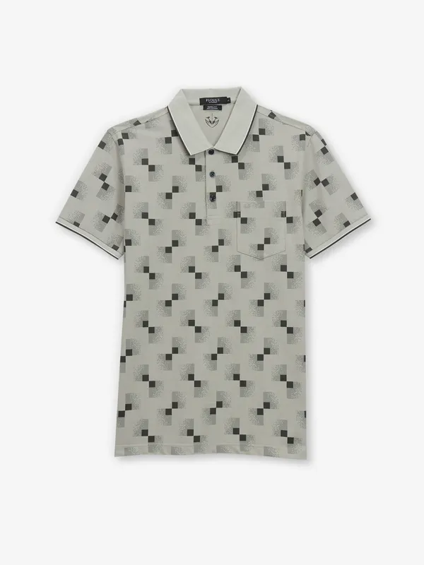 PSOULZ grey printed casual cotton t-shirt