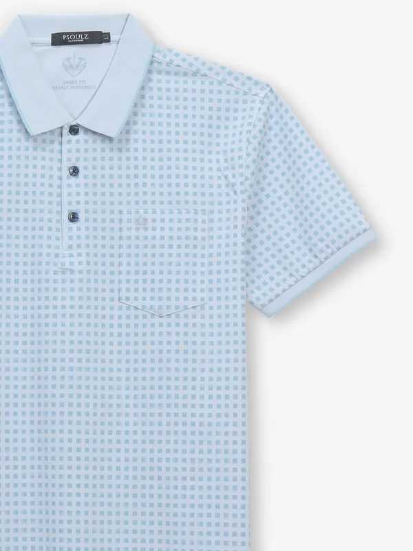 PSOULZ light blue printed cotton t-shirt