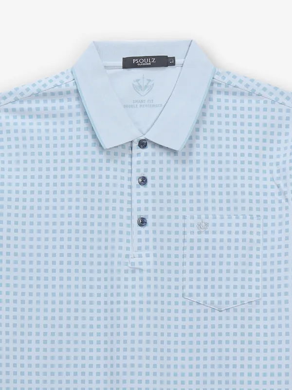 PSOULZ light blue printed cotton t-shirt