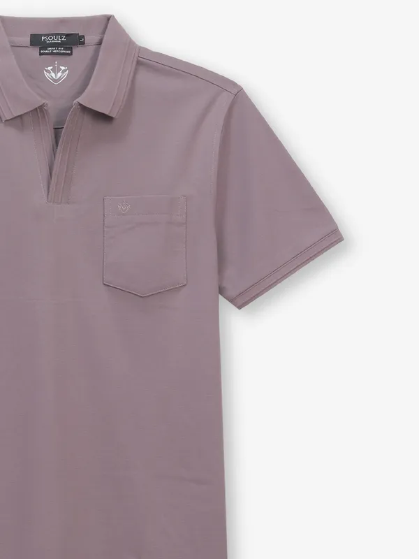 PSOULZ lilac purple cotton slim fit t-shirt