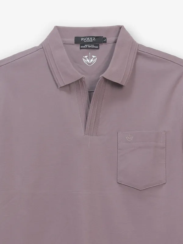 PSOULZ lilac purple cotton slim fit t-shirt