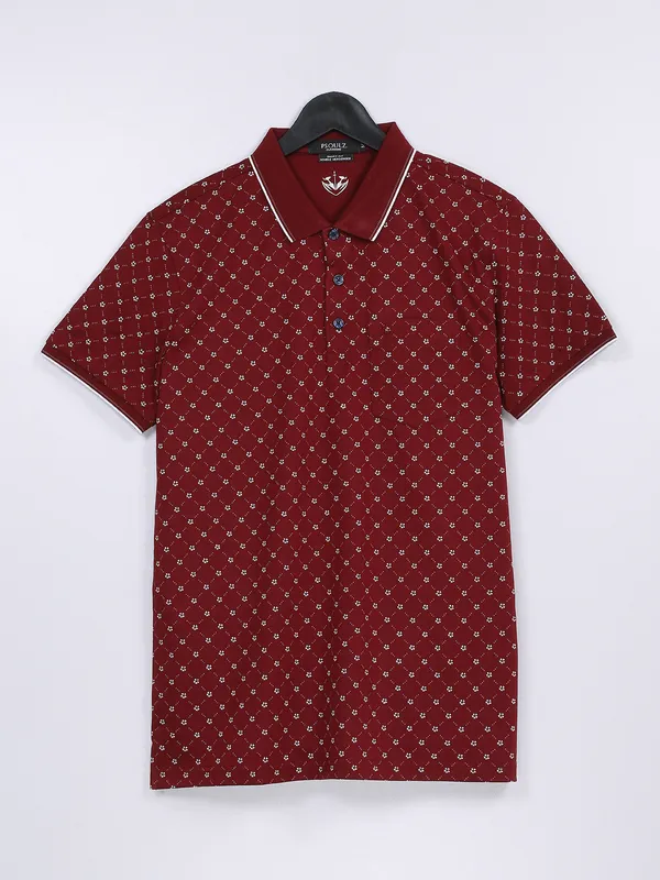 PSOULZ maroon cotton t shirt