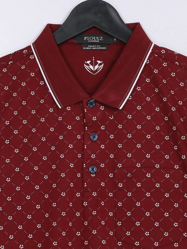 PSOULZ maroon cotton t shirt