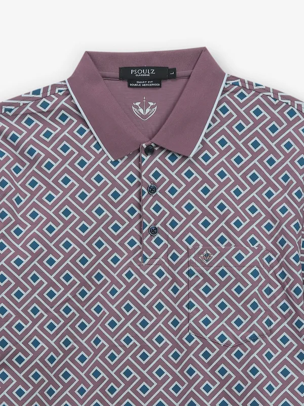 PSOULZ mauve pink cotton printed t-shirt