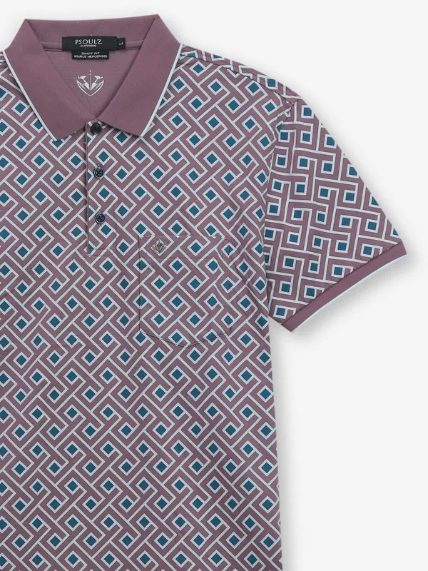 PSOULZ mauve pink cotton printed t-shirt