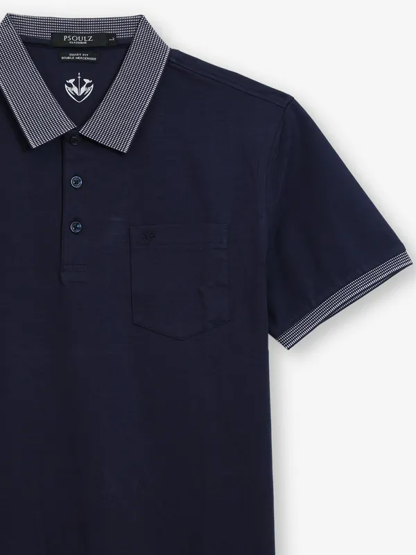PSOULZ navy plain cotton t-shirt