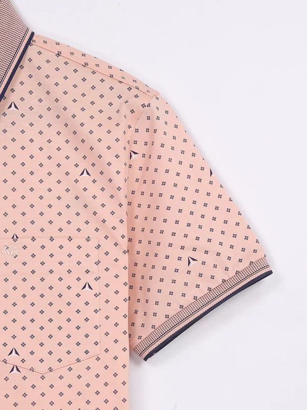 PSOULZ peach cotton printed t shirt