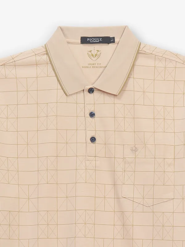 PSOULZ peach cotton printed t-shirt
