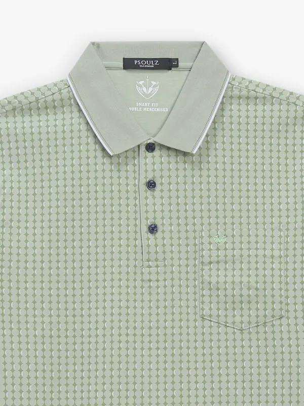 PSOULZ pista green printed cotton t-shirt