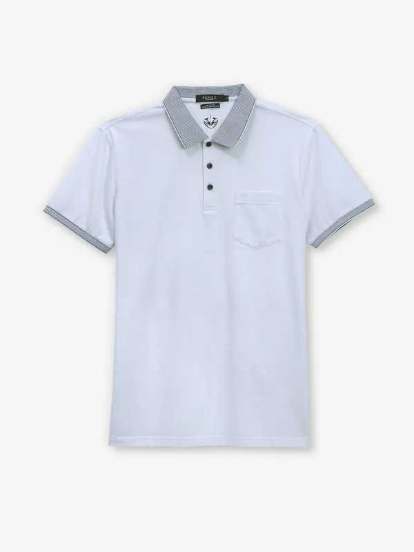 PSOULZ plain cotton white polo t-shirt