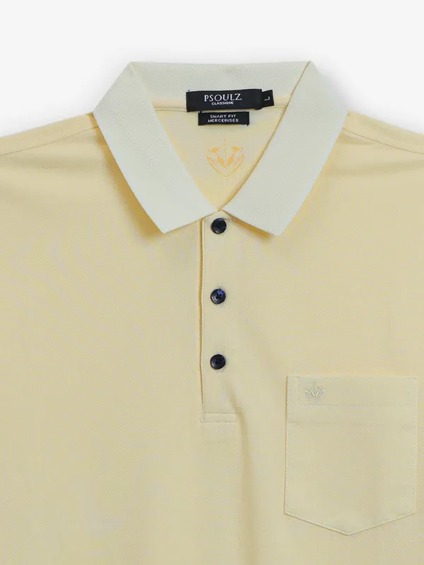 PSOULZ plain lemon yellow cotton t-shirt