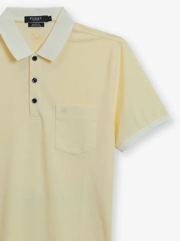 PSOULZ plain lemon yellow cotton t-shirt