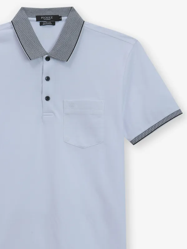 PSOULZ plain white cotton polo t-shirt