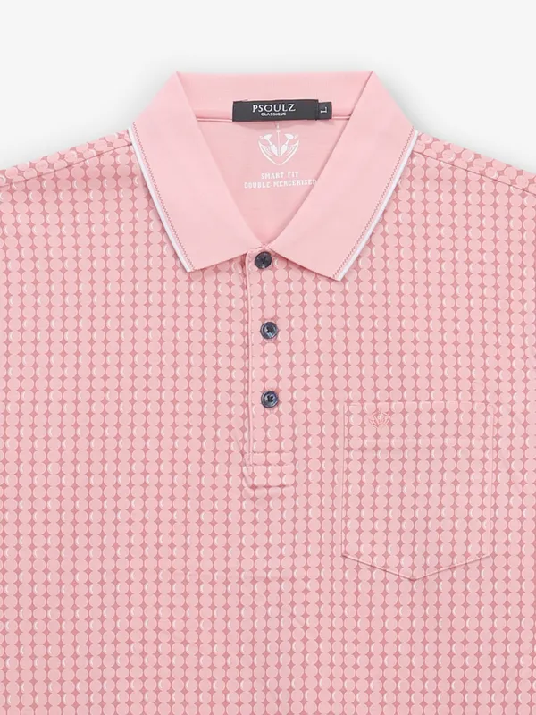 PSOULZ printed peach cotton t-shirt