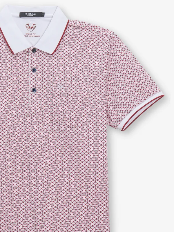 PSOULZ red and white cotton printed t-shirt