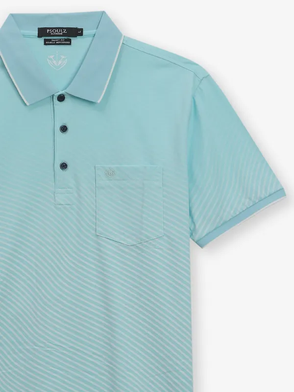 PSOULZ sky blue cotton printed t-shirt