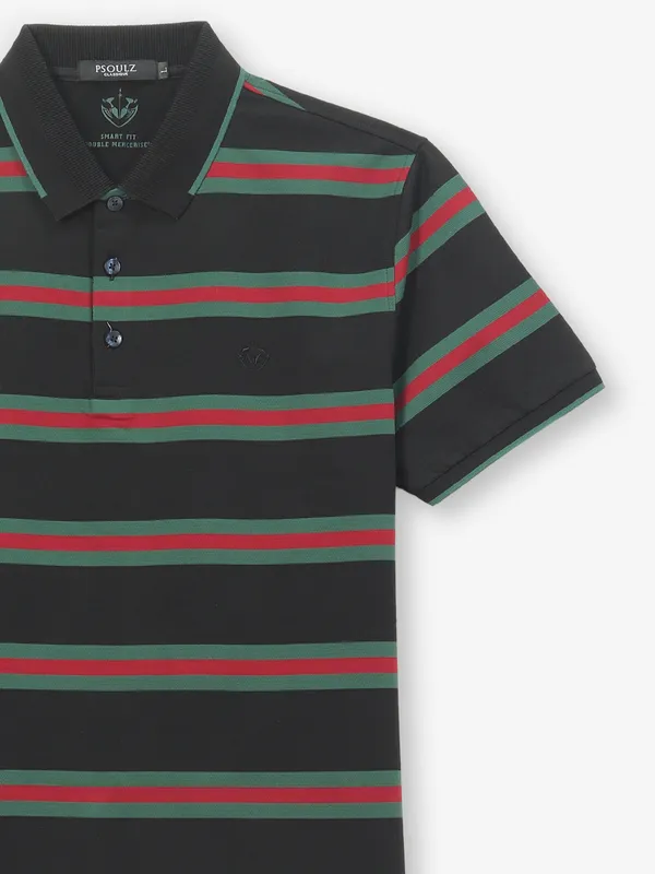 PSOULZ striped cotton black t-shirt