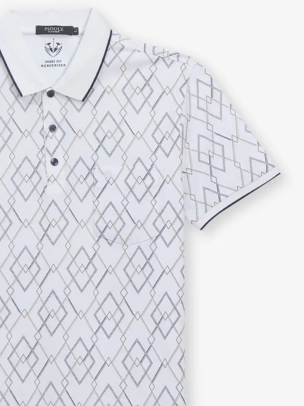 PSOULZ white casual printed cotton t-shirt