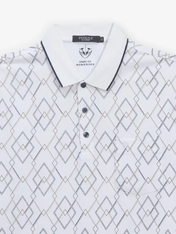 PSOULZ white casual printed cotton t-shirt