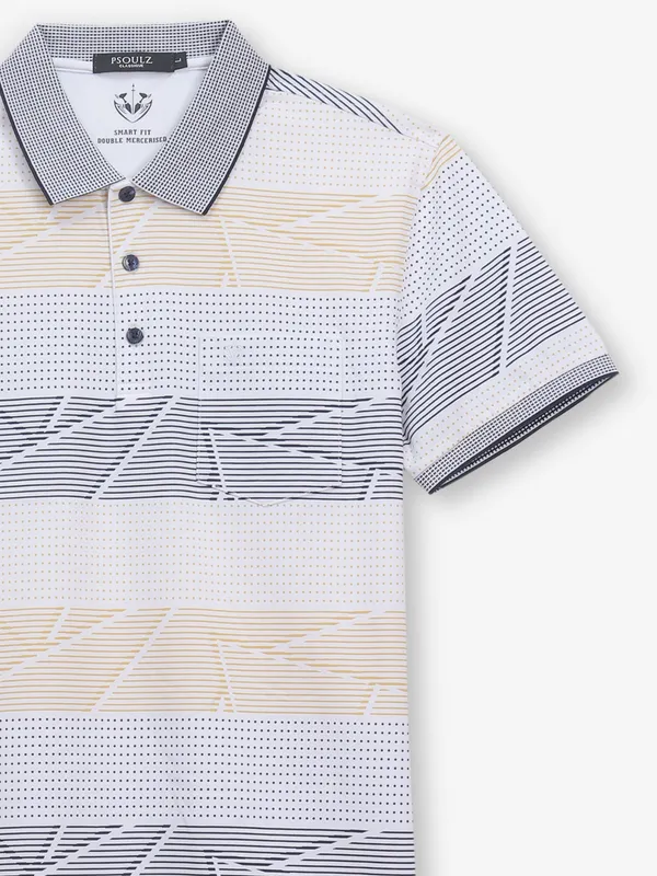 PSOULZ white cotton slim fit t-shirt