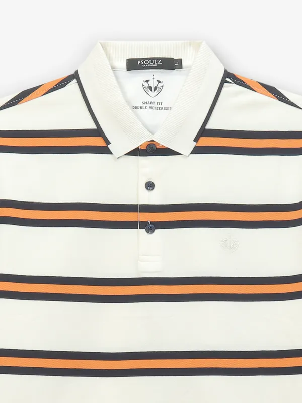 PSOULZ white cotton t-shirt in stripe