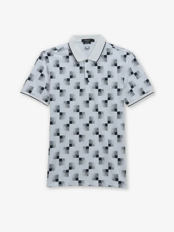 PSOULZ white printed polo t-shirt in cotton