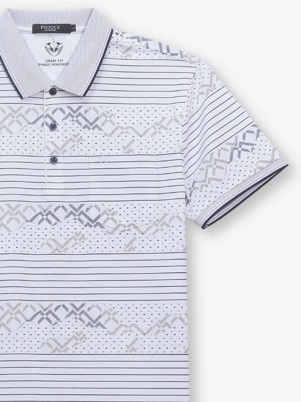 PSOULZ white printed slim fit t-shirt