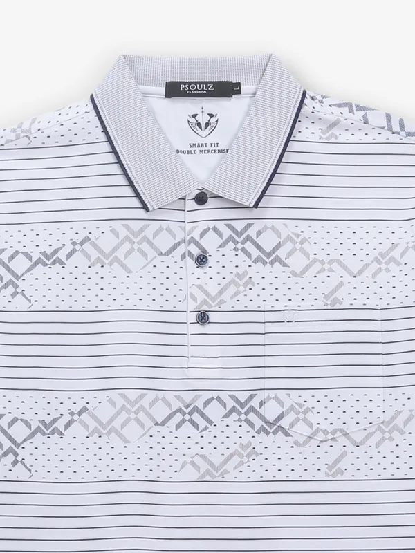 PSOULZ white printed slim fit t-shirt
