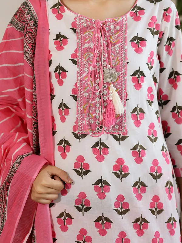 Punjabi style white cotton salwar suit