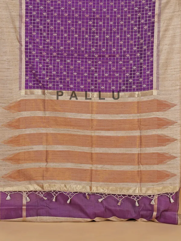 Purple art semi silk saree with zari weaving
