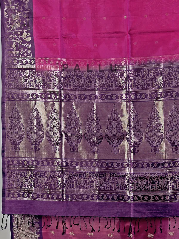 Purple banglori silk saree with zari work
