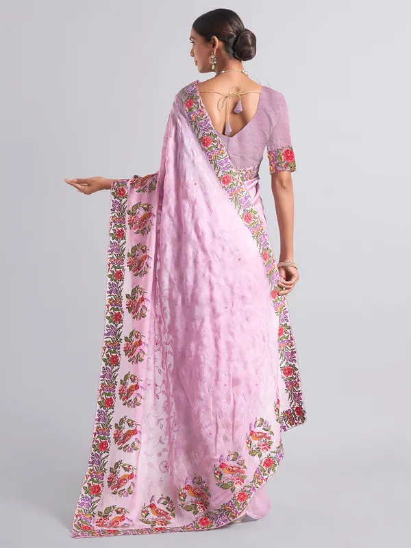 Purple chiffon embroidery saree