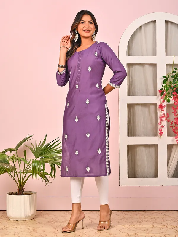 Purple cotton silk casual kurti