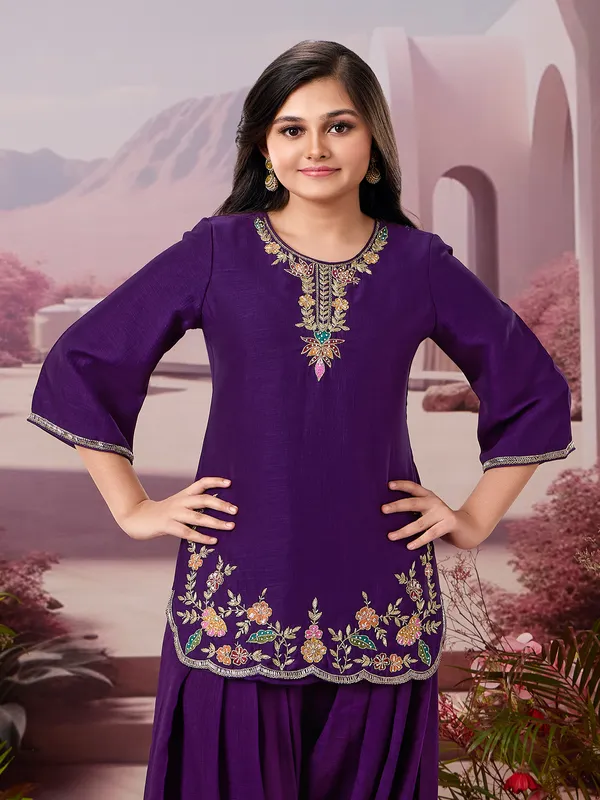 Purple cotton silk elegant salwar suit