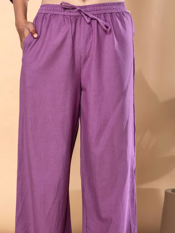 Purple cotton silk kurti palazzo set