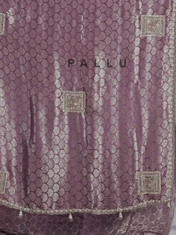 Purple cotton silk saree with heavy zardosi touch
