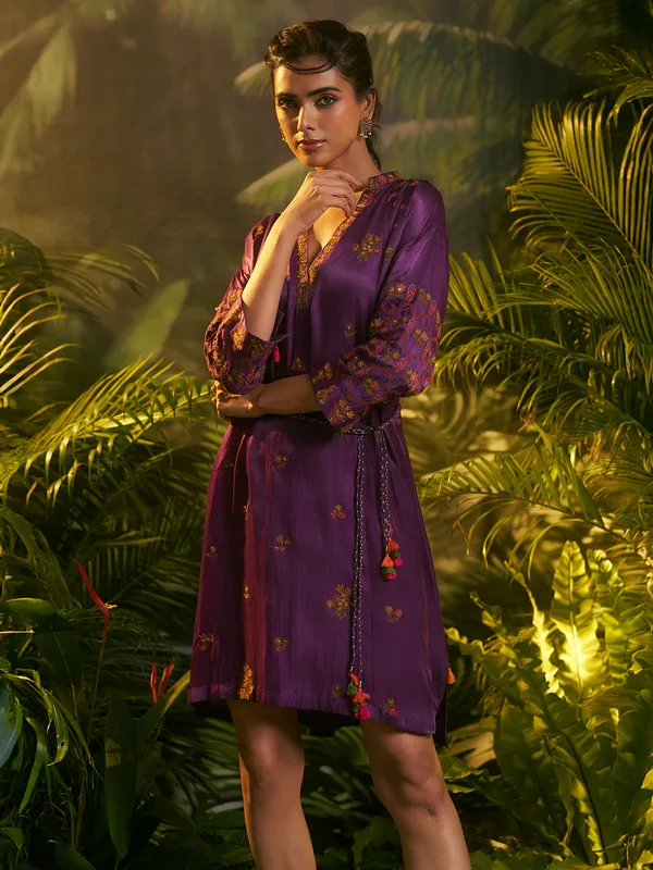 Purple crepe silk casual wear kurti for women