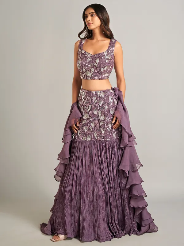 Purple designer lehenga choli for reception