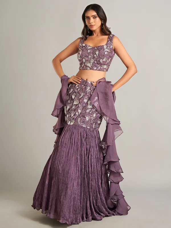Purple designer lehenga choli for reception