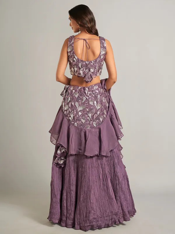 Purple designer lehenga choli for reception