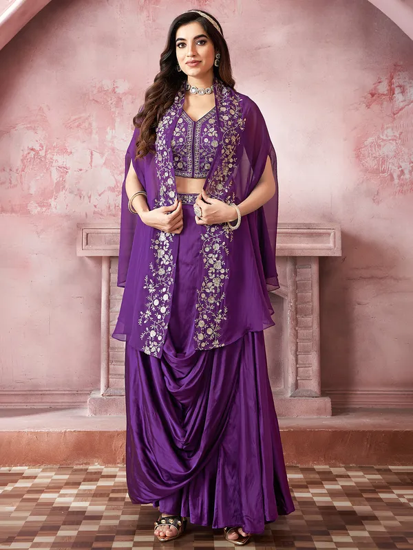 Purple designer silk salwar suit