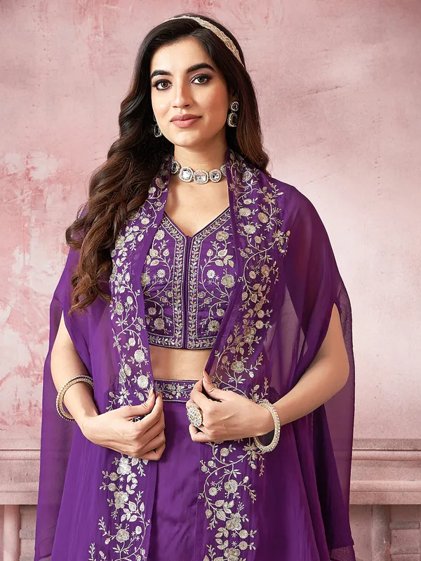 Purple designer silk salwar suit