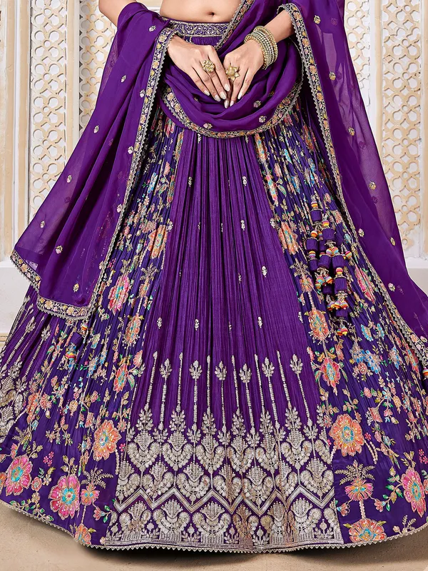 Purple diamond embellished lehenga choli