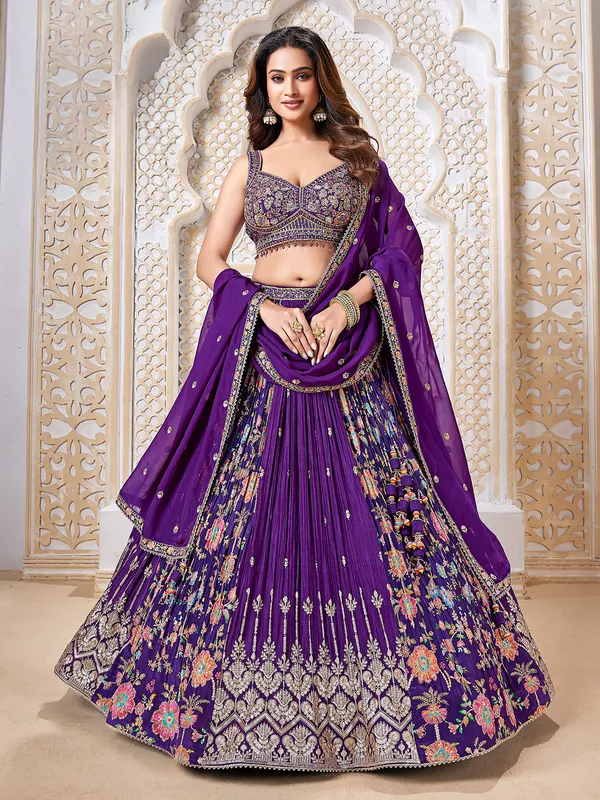 Purple diamond embellished lehenga choli