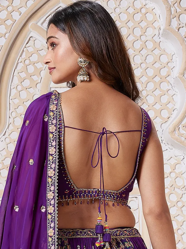 Purple diamond embellished lehenga choli