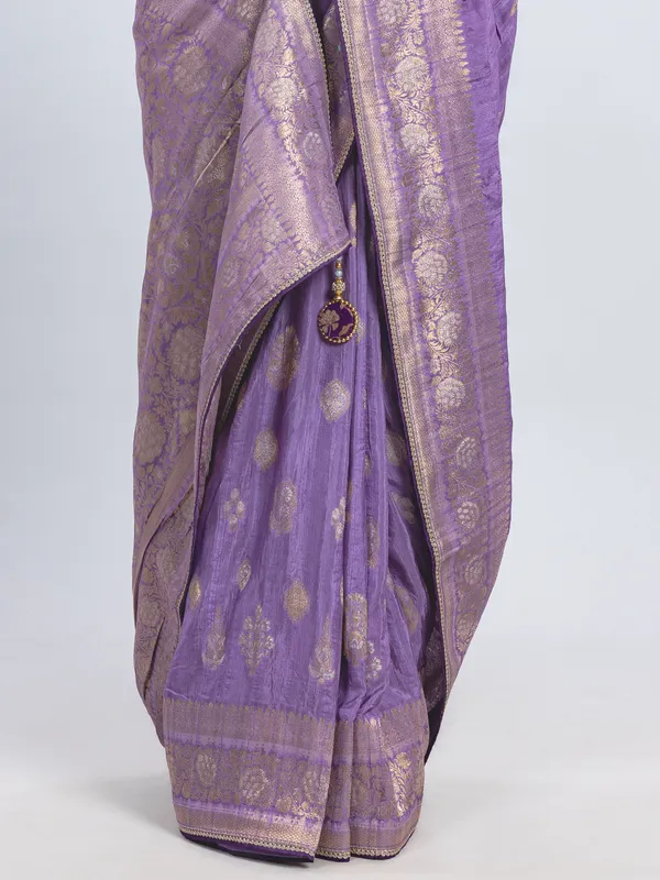 Purple dola silk festive saree with readymade blouse