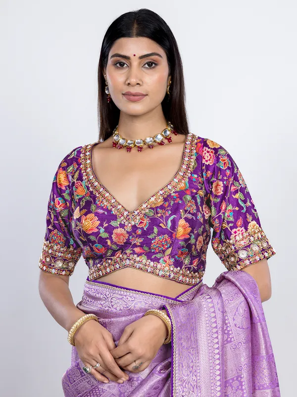 Purple dola silk saree for festive celebration
