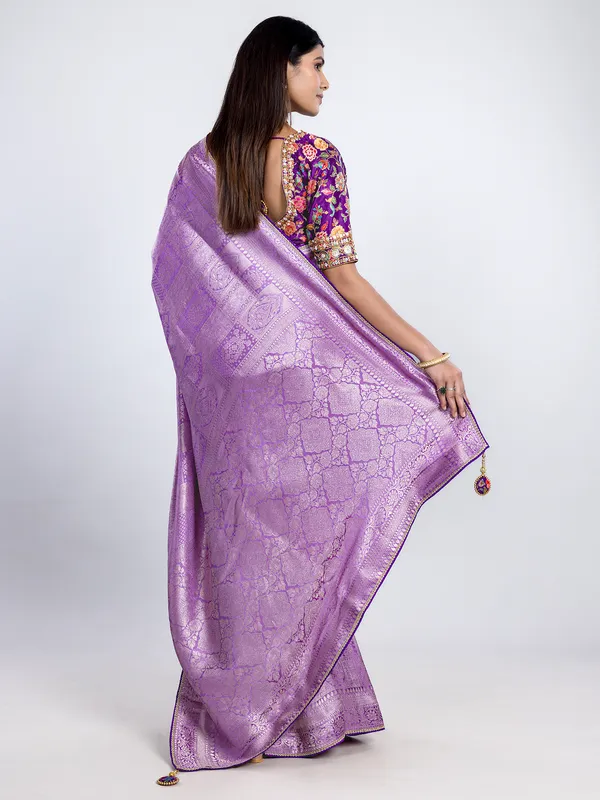 Purple dola silk saree for festive celebration